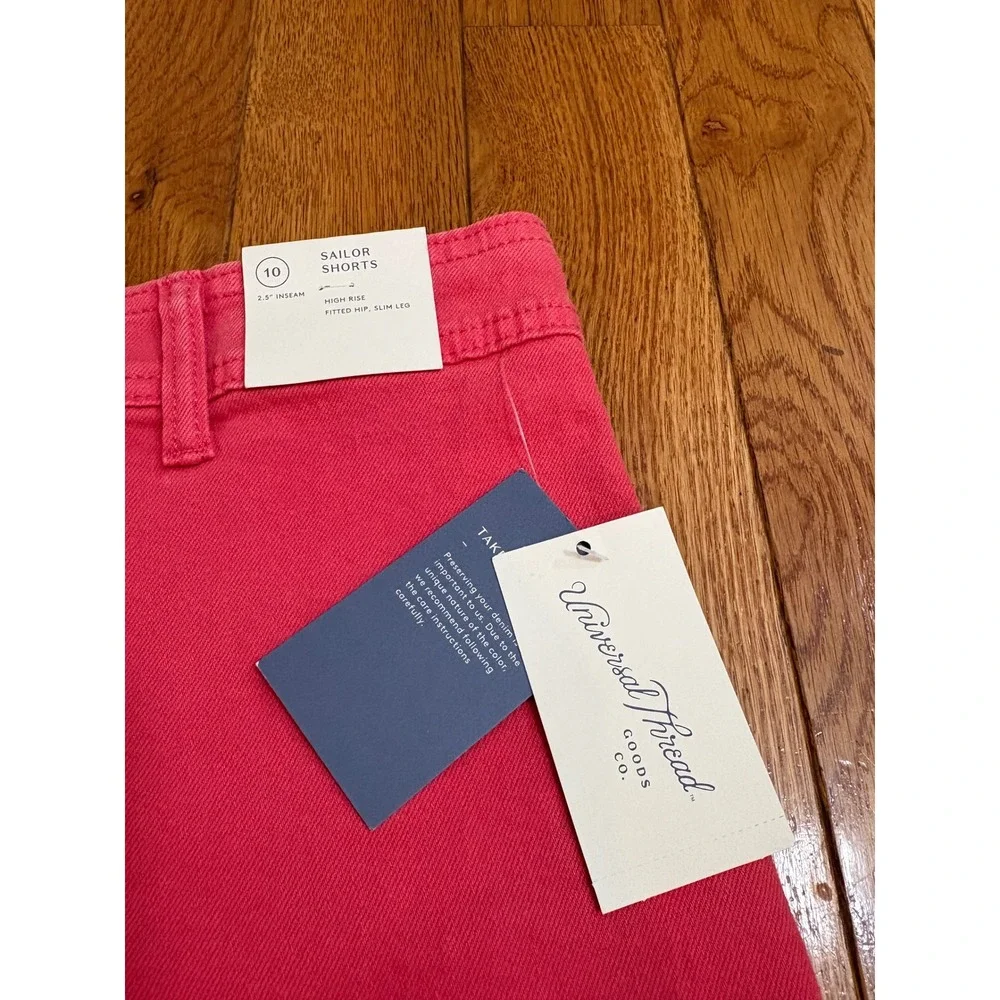 Universal Thread High Rise Sailor Shorts Coral Pink Comfort Stretch Size 10 NWT